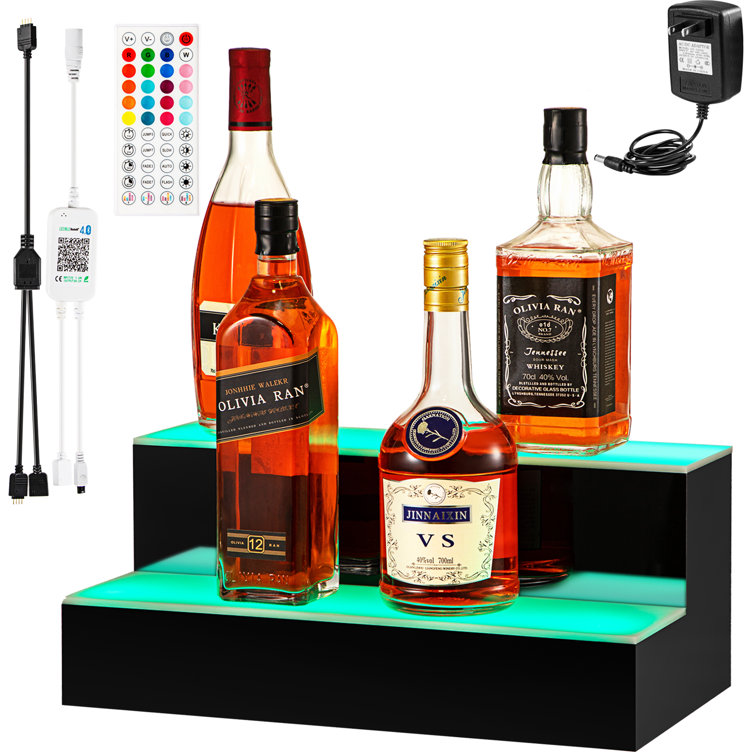 VEVOR LED Lighted Liquor Bottle Shelf Tabletop Wine Bottle Rack in